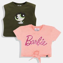 YK X Minute Mirth Girls Pack Of 2 Printed Crop Tops-image-79