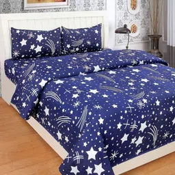 Aura Geometric Printed 144 TC King Double Bedsheet with 2 Pillow Covers-image-93