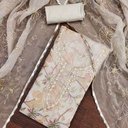 KALINI Printed Organza Unstitched Dress Material-image-57