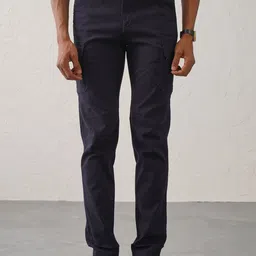 Minus One Men Slim Fit Mid-Rise Cargos Trousers-image-14