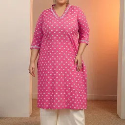 EXTRA LOVE BY LIBAS Women Floral Printed Casual Cotton Straight Kurta-picture-32