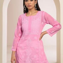PARAMOUNT CHIKAN Ethnic Motifs Embroidered Chikankari Chikankari Kurti-image-62