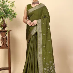 J 6 DESIGNER Ethnic Motifs Embroidered Woven Design Saree-picture-8