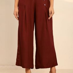 HERE&NOW Women Flared Ethnic Palazzos-image-94