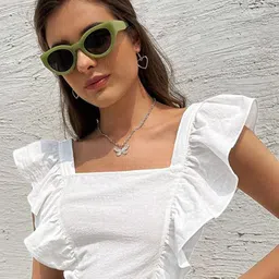 HERE&NOW Flutter Sleeve Cotton Crop Top-picture-36
