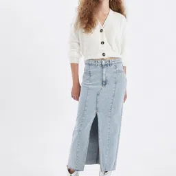 DeFacto Pure Cotton Straight Midi Skirts-image-64
