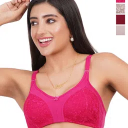 Liigne Women Pack Of 4 Full Coverage Non-Wired Non Padded T-shirt Bra-picture-14