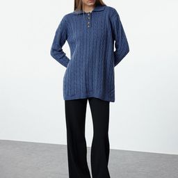 Trendyol Women Striped Longline Pullover-image-86