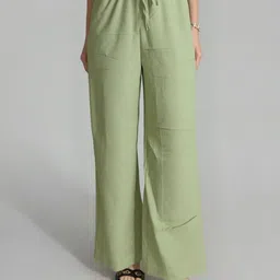 HERE&NOW Women Relaxed Straight Leg High-Rise Trousers-picture-26