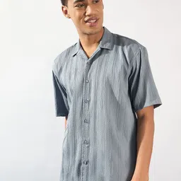 DENNISON Men Self Design Oversized Casual Shirt-image-7