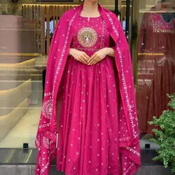 JAINICA Women Embroidered Thread Work Kurta with Trousers & Dupatta-picture-3
