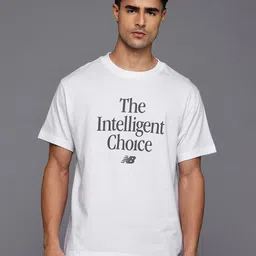New Balance Typography Print Drop-Sleeves Cotton Relaxed Fit Intelligent Choice T-shirt-picture-49
