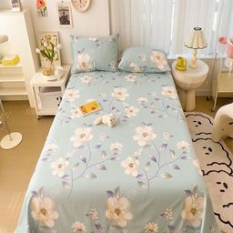 JC HOME Blue & White Printed Pure Cotton 220 TC Double Queen Bedsheet Set 1.80 m x 2.30 m-image-41