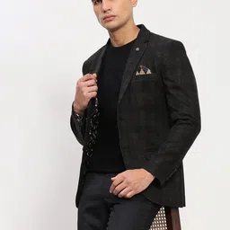 SHOWOFF Checked Cotton Slim-Fit Single-Breasted Blazer-image-1