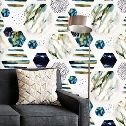 ArtzFolio Printed UV-Resistant Anti-Bacterial Watercolor Hexagons Peel & Stick Wallpaper-image-57