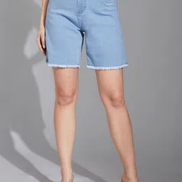 Life With Pockets Women High-Rise Denim Shorts-image-11