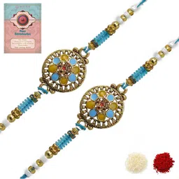 MEIRA JEWELLERY Set Of 2 Rakhi Greeting Card & Roli Chawal-image-74