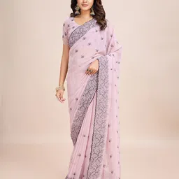 kasee Floral Embroidered Pure Chiffon Ready to Wear Saree-31