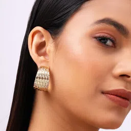 Priyaasi Gold Plated Contemporary Half Hoop Earrings-image-91