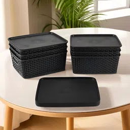 Aura Black 6 Pieces Storage Box With Lid-26