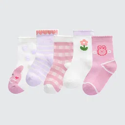 SYGA Kids Pack Of 5 Patterned Cotton Above Ankle Length Socks-11