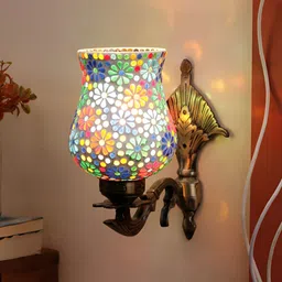 Devansh White & Blue Textured Metal Traditional Wall Lamp-image-25