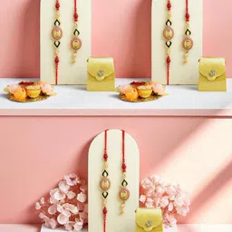 ADIVA Gold-Plated Kundan Studded & Beaded Thread Lumba Rakhi Gift Set-image-63