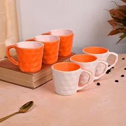 Storepedia Orange & White Solid Ceramic Matte Cups Set of Cups and Mugs-image-39