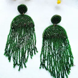 Crunchy Fashion Artificial Stones Studded Tasselled Contemporary Drop Earrings-image-75