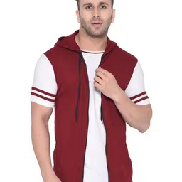 Blisstone Men Colourblocked Hooded Slim Fit T-shirt-image-98