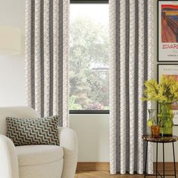 Nefertiti Home Brown & White 2 Pieces Abstract Printed Black Out Door Curtains-image-77