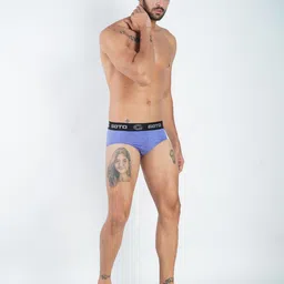 GOTO Self Design Hipster Briefs MELANGE LYCRA OUTER ELASTIC BRIEF BLUE-picture-11