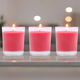 HOSLEY Red 3 Pieces Apple Cinnamon Filled Scented Jar Candle-15