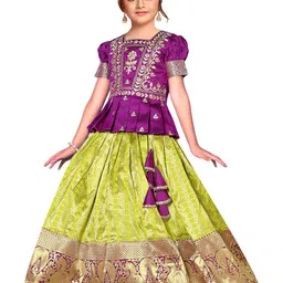 Wommaniya Impex Girls Floral Embroidered Ready to Wear Lehenga & Choli-picture-2