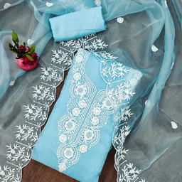 HERE&NOW Embroidered Organza Unstitched Dress Material-picture-33