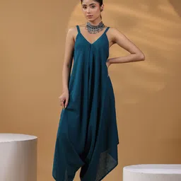 Rain & Rainbow Women Cotton Shoulder Straps Basic Jumpsuit-22