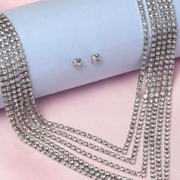 fabula Silver-Plated CZ-Studded Necklace & Earrings-image-12