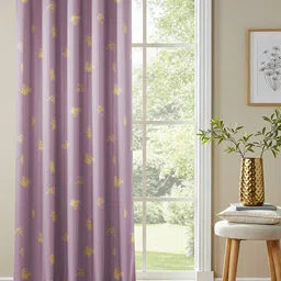 URBAN SPACE Lavender & Yellow Printed Cotton Black Out Long Door Curtain-22