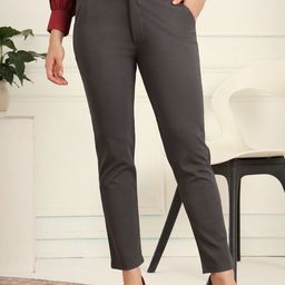 FITHUB Women High-Rise Wrinkle Free Trousers-image-31