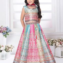 JAY NAGNATH FAB Girls Embellished Mirror Work Ready to Wear Lehenga & Blouse With Dupatta-25