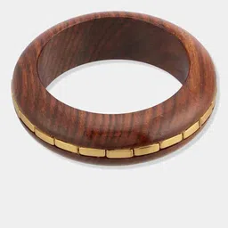 ATIBELLE Set Of 2 Gold-Plated Beaded & Round-Square Twisted Shaped Wooden Bangles image 2