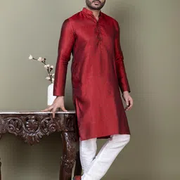 PulseIQ Men Jacquard Straight Kurtas-image-97