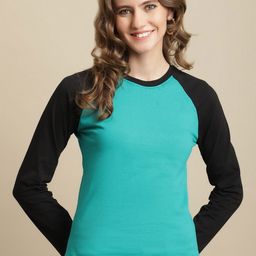 Metronaut Women Colourblocked Round Neck Cotton T-shirt-image-62