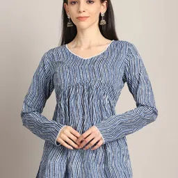 Roly Poly Women Vertical Stripes Striped Pure Cotton Ethnic Regular Top-image-61