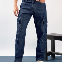 DENNISON Men Comfort Light Fade Korean Baggy Fit Cotton Cargo Jeans-picture-1