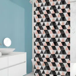 ArtzFolio Black & Pink Geometric Printed Waterproof Shower Curtain-10