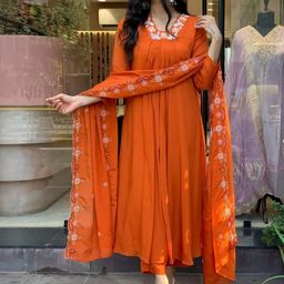 CaniBani Orange Kurta Sets-32
