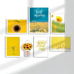 Art Street Yellow & Green 6 and more Piece Paper Floral and Botanical Wall Paintings-7