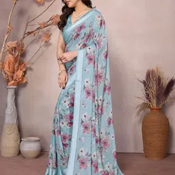 VEDANT VASTRAM Floral Pure Georgette Designer Saree-image-23