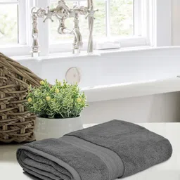 Home Fresh Grey 1 Cotton 600 GSM Bath Towel-image-2